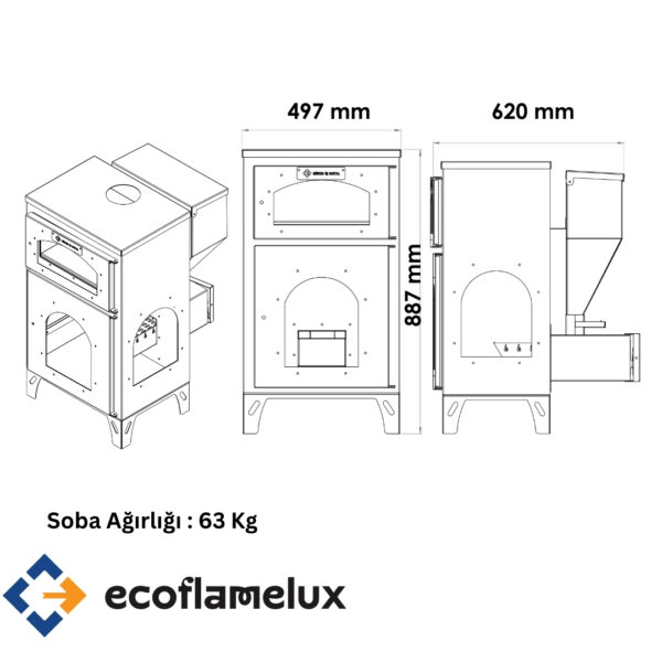 Ecoflame Lux Pelet Soba - Görsel 2