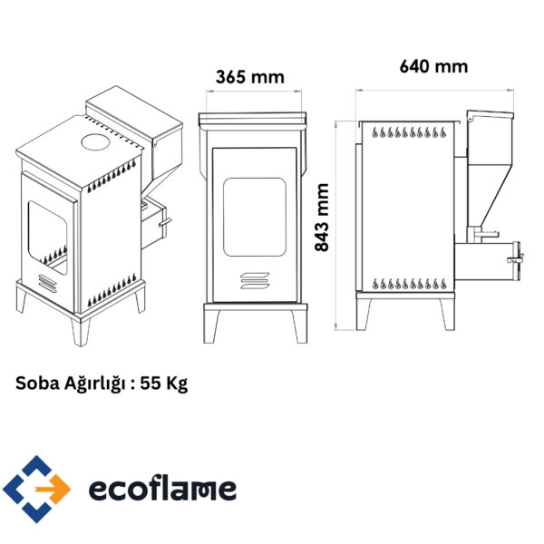 EcoFlame Pelet Soba - Görsel 3